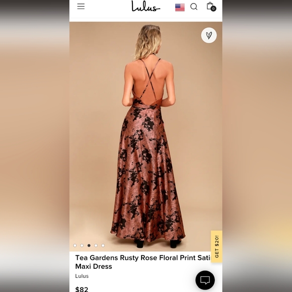 Lulu's Tea Gardens Rusty Rose Floral Print Satin Maxi Dress - Picture 5 of 5